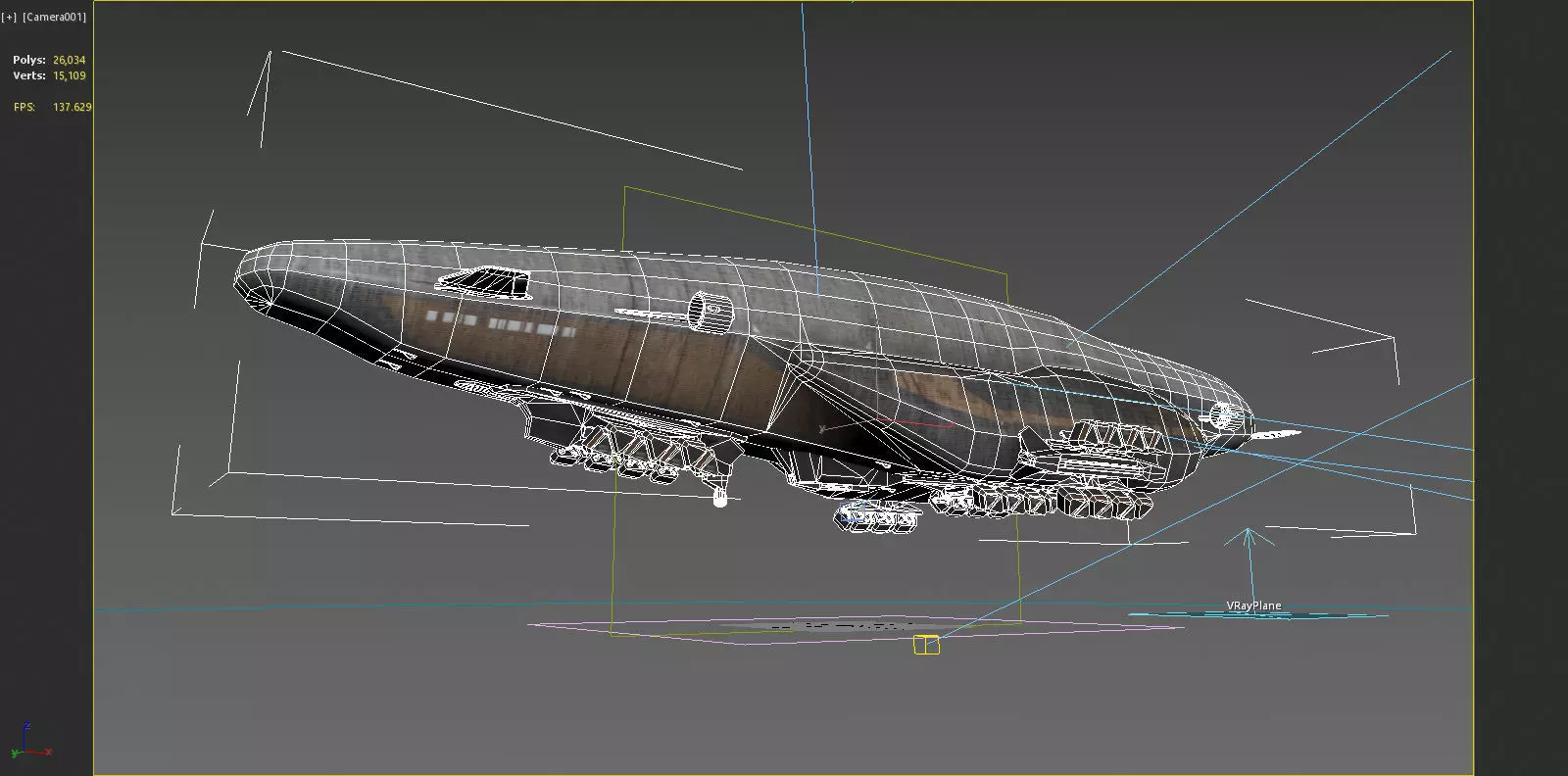 Future sci-fi style airship 3D model_7
