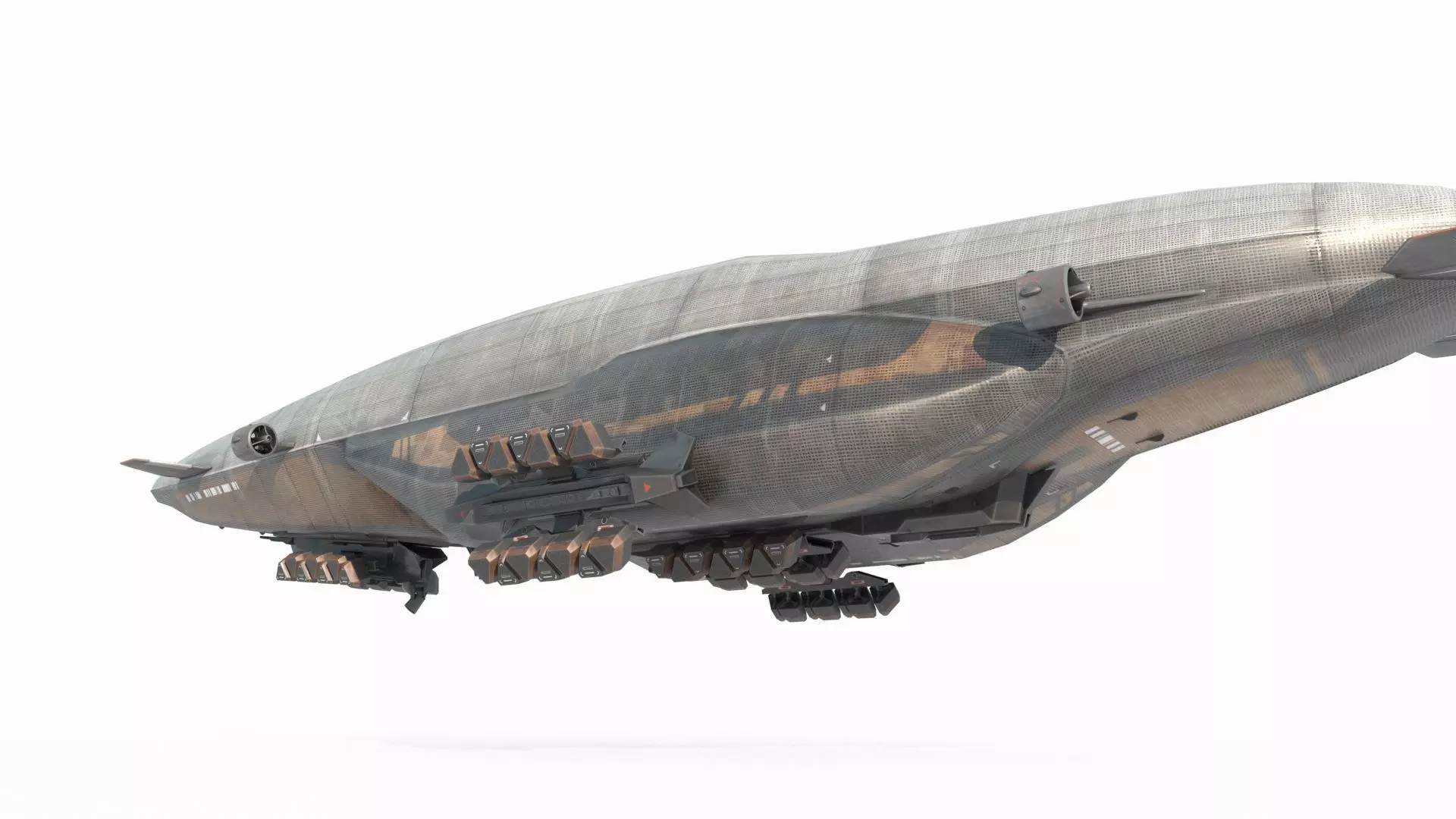 Future sci-fi style airship 3D model_5