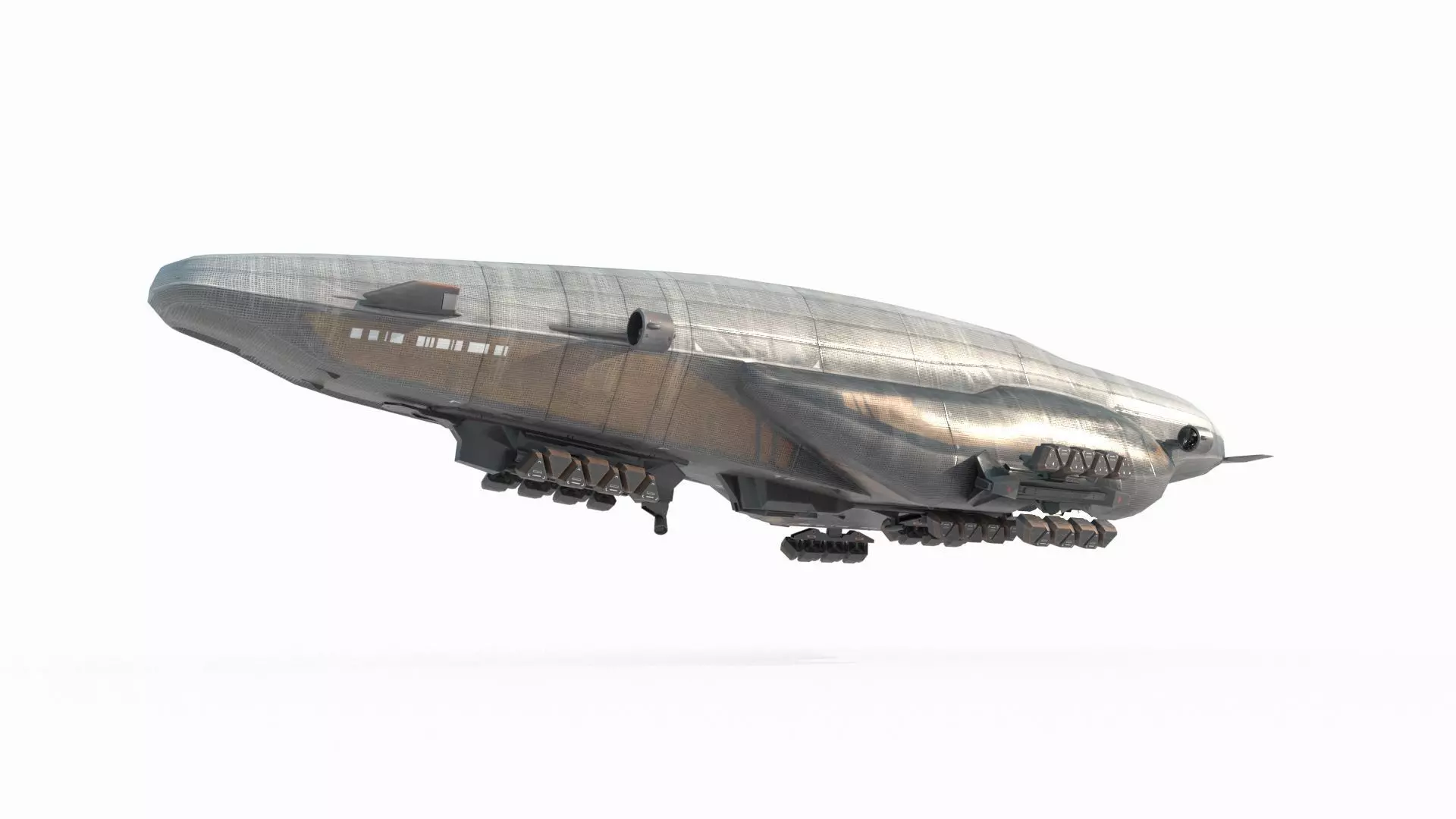 Future sci-fi style airship 3D model_0