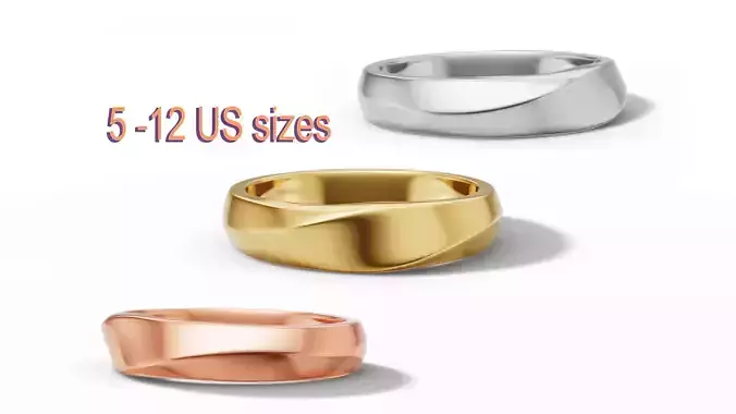 5mm Mobius Wedding Band Twisted Spiral Ring