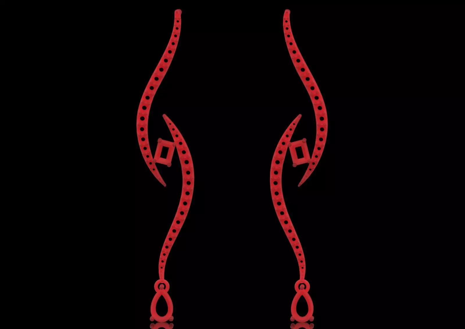 White Gold Diamond and Emerald stl 3dm Earrings je0126 3D print model_29