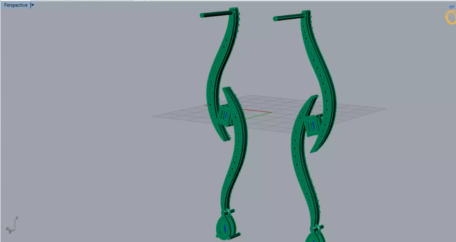 White Gold Diamond and Emerald stl 3dm Earrings je0126 3D print model_10