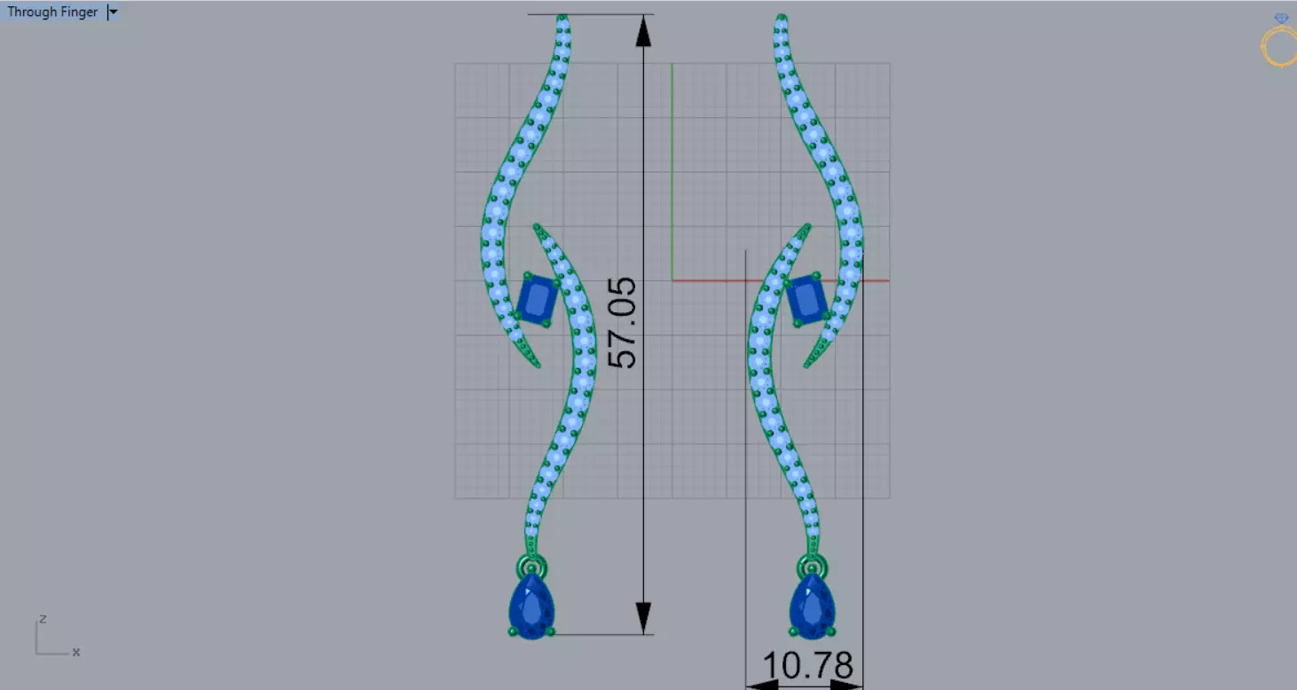 White Gold Diamond and Emerald stl 3dm Earrings je0126 3D print model_13