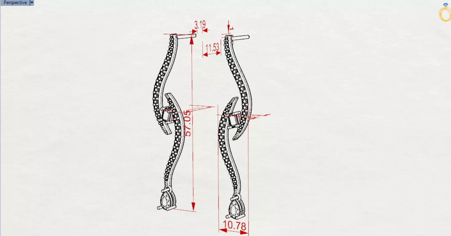 White Gold Diamond and Emerald stl 3dm Earrings je0126 3D print model_23