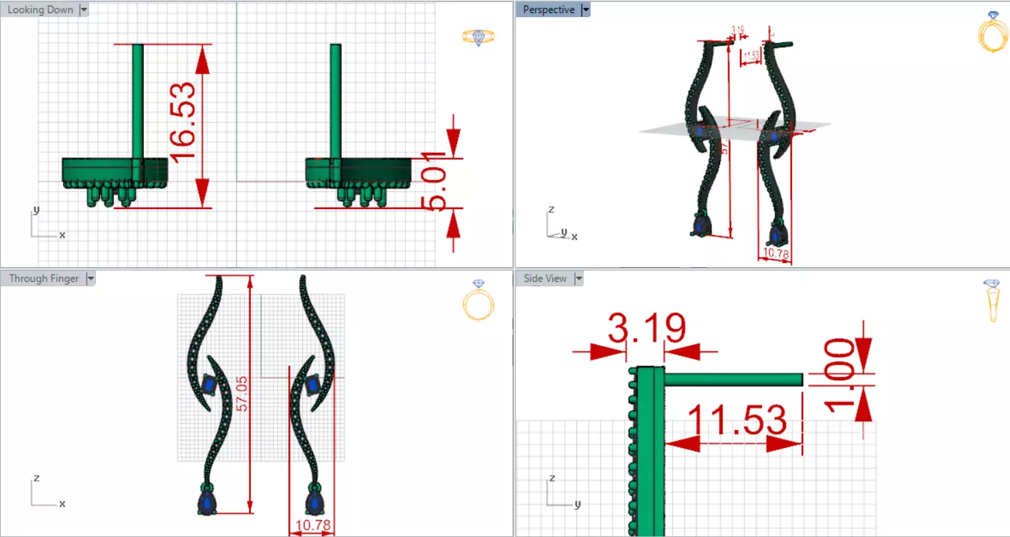 White Gold Diamond and Emerald stl 3dm Earrings je0126 3D print model_20
