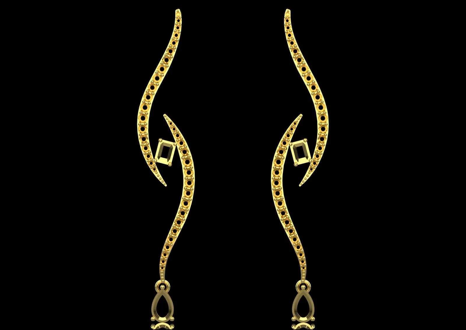 White Gold Diamond and Emerald stl 3dm Earrings je0126 3D print model_19