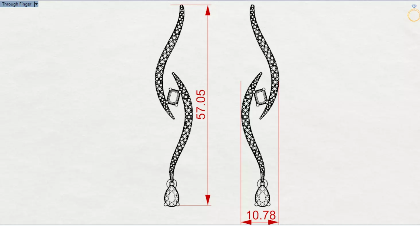 White Gold Diamond and Emerald stl 3dm Earrings je0126 3D print model_25