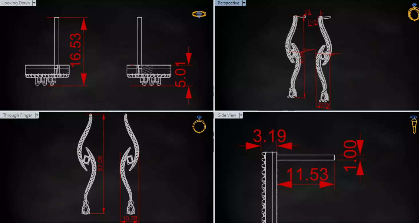 White Gold Diamond and Emerald stl 3dm Earrings je0126 3D print model_21