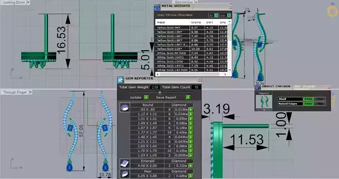 White Gold Diamond and Emerald stl 3dm Earrings je0126