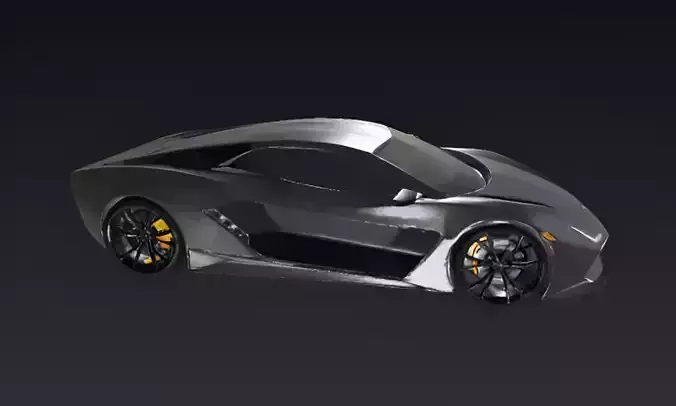 Matte Black Futuristic Concept Car 3D model 5