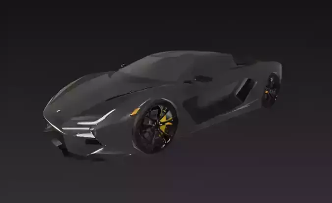 Matte Black Futuristic Concept Car 3D model 3