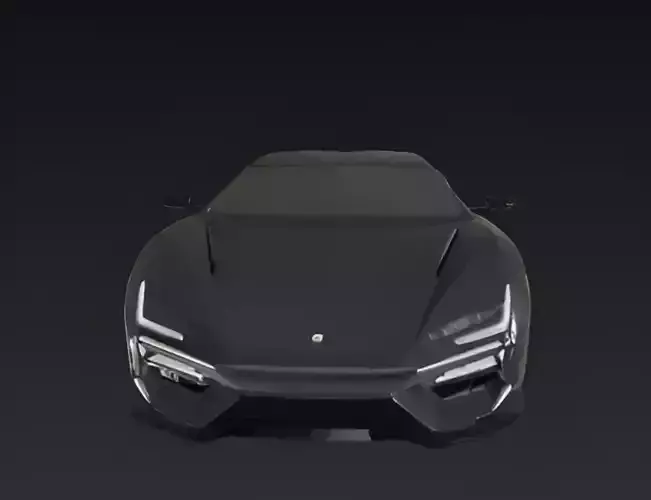 Matte Black Futuristic Concept Car 3D model 4