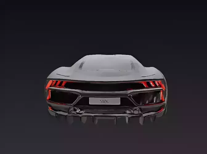 Matte Black Futuristic Concept Car 3D model 6