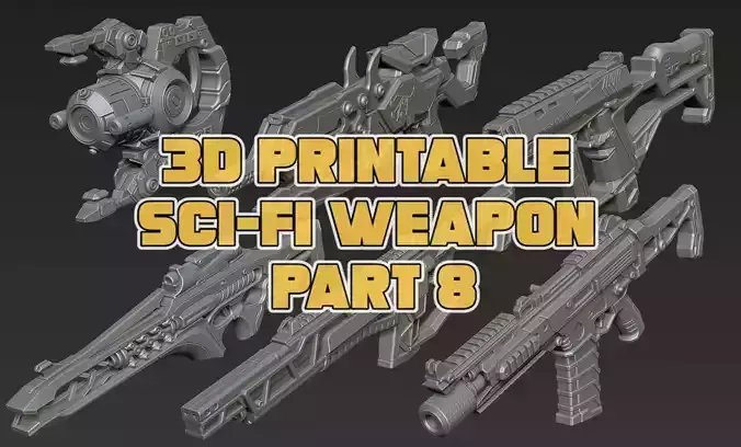 3D Printable Sci-Fi Weapon Part 8 3D model