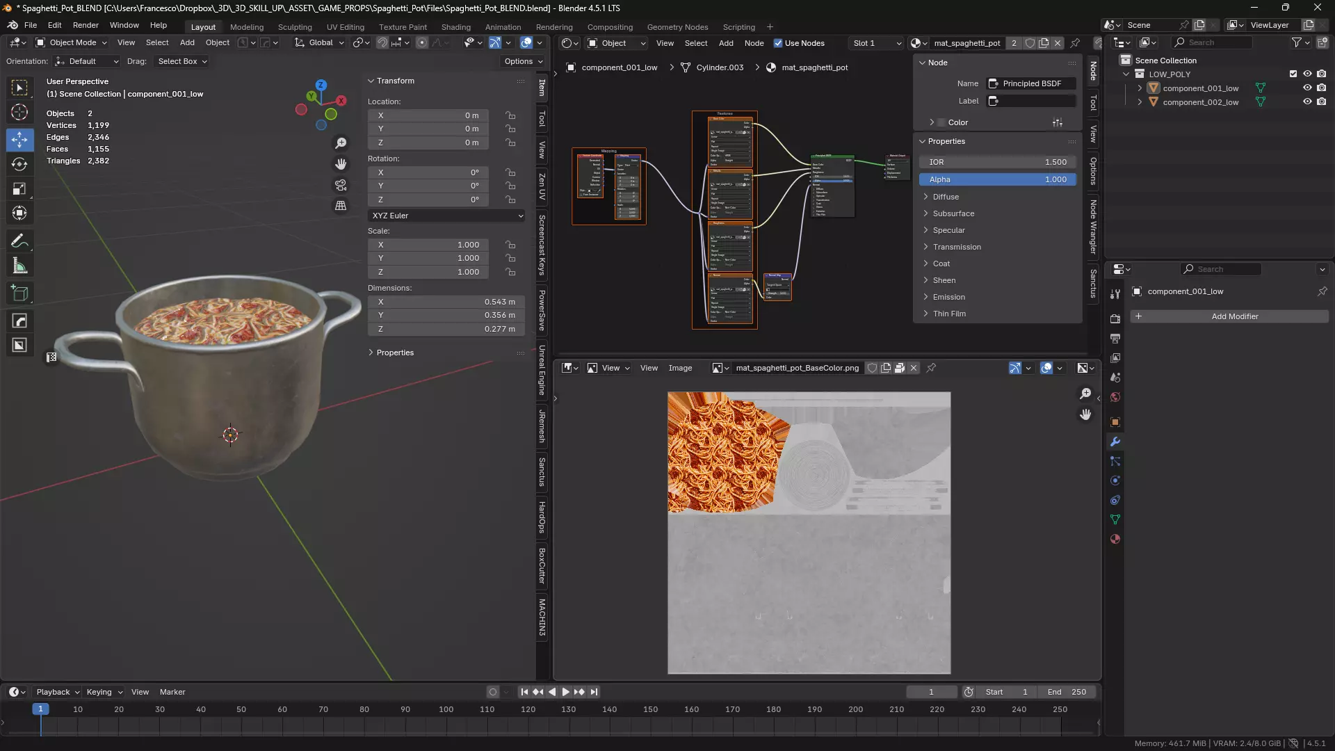 Spaghetti Pot 3D Model Game-Ready Low-poly 3D model_4