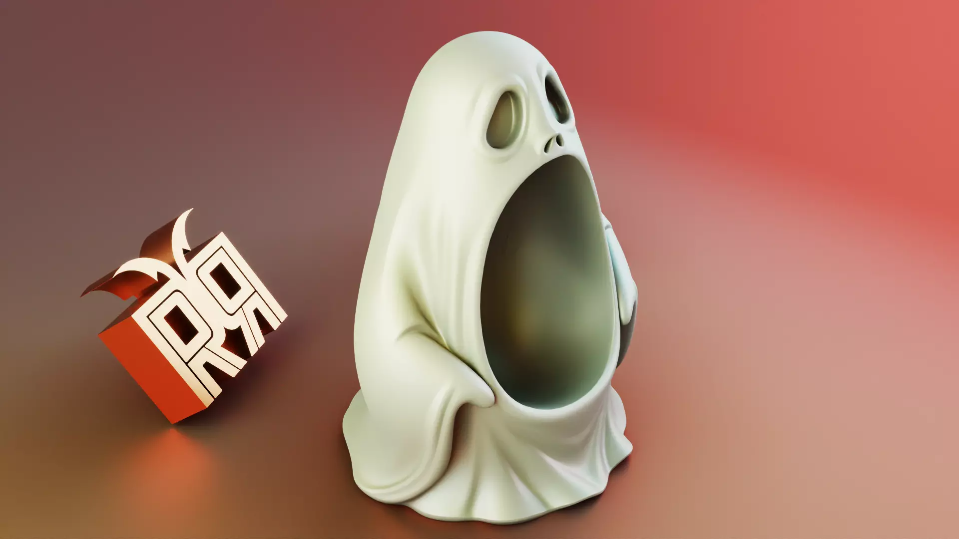 Halloween Ghost Sculpture Desk Organizer Entryway Key Holder 3D print model_10