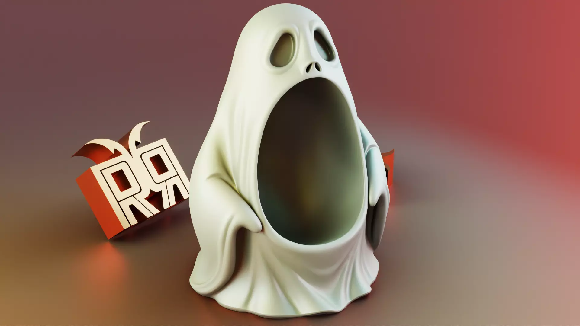Halloween Ghost Sculpture Desk Organizer Entryway Key Holder 3D print model_0
