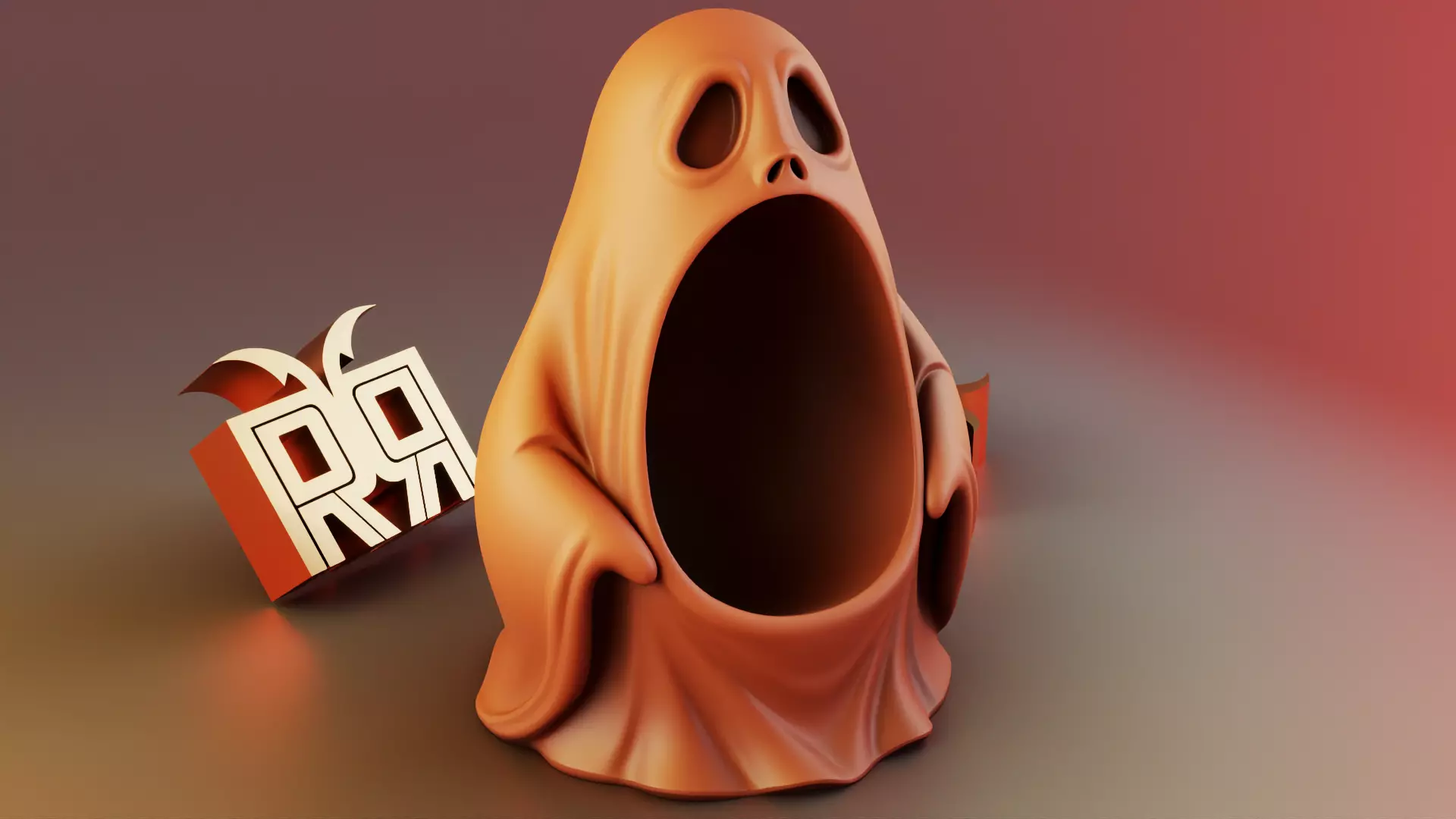 Halloween Ghost Sculpture Desk Organizer Entryway Key Holder 3D print model_5