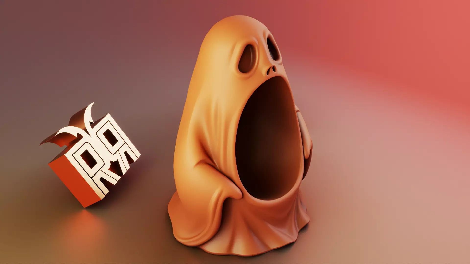 Halloween Ghost Sculpture Desk Organizer Entryway Key Holder 3D print model_11