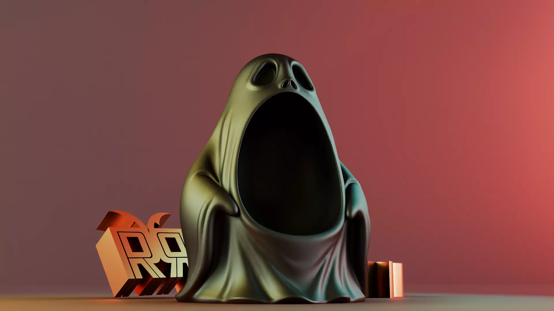 Halloween Ghost Sculpture Desk Organizer Entryway Key Holder 3D print model_8