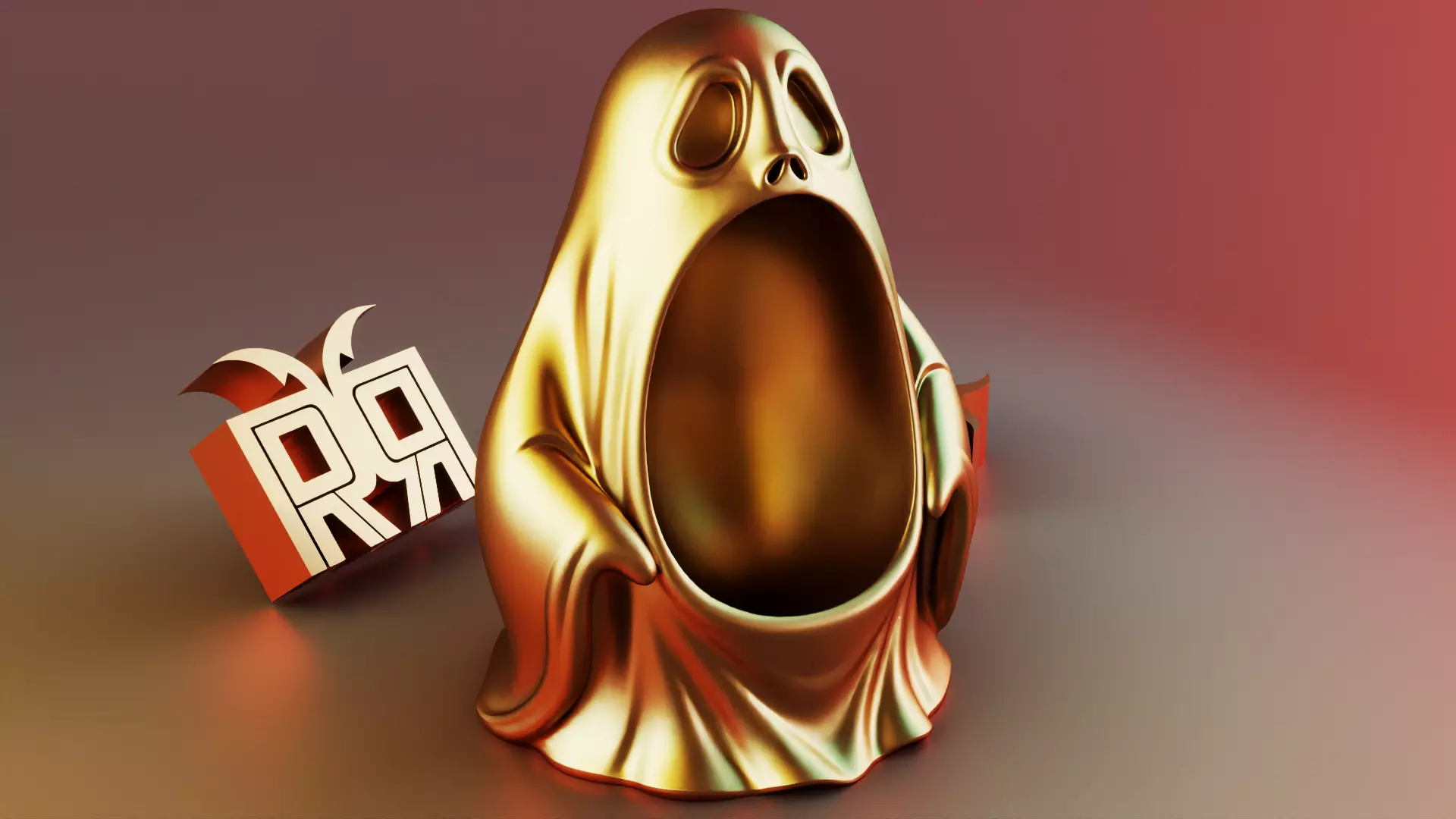 Halloween Ghost Sculpture Desk Organizer Entryway Key Holder 3D print model_1