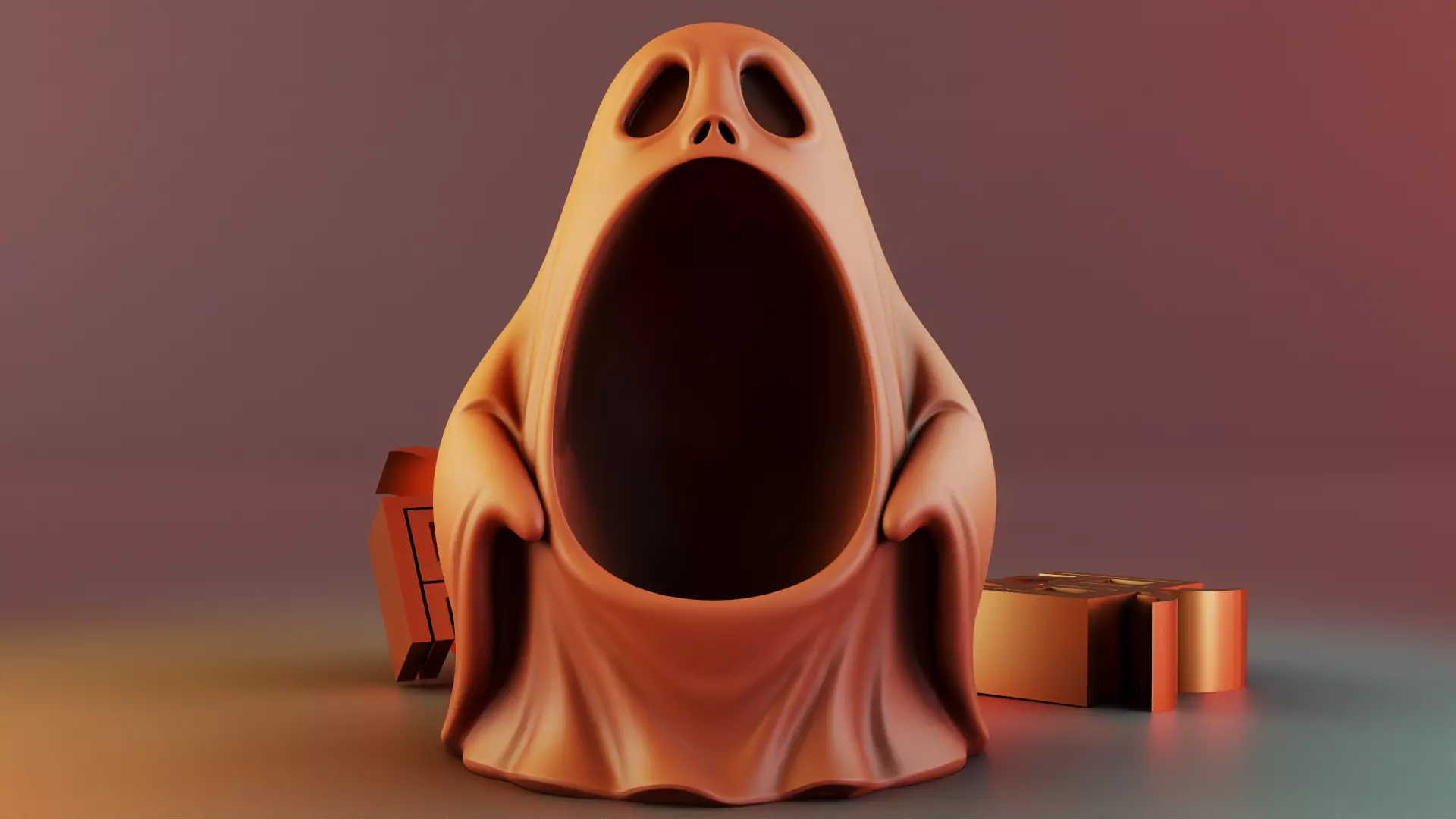 Halloween Ghost Sculpture Desk Organizer Entryway Key Holder 3D print model_7