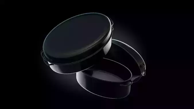 enamel roasting pan cookware 3d prop for barbeque 3D model 3D model