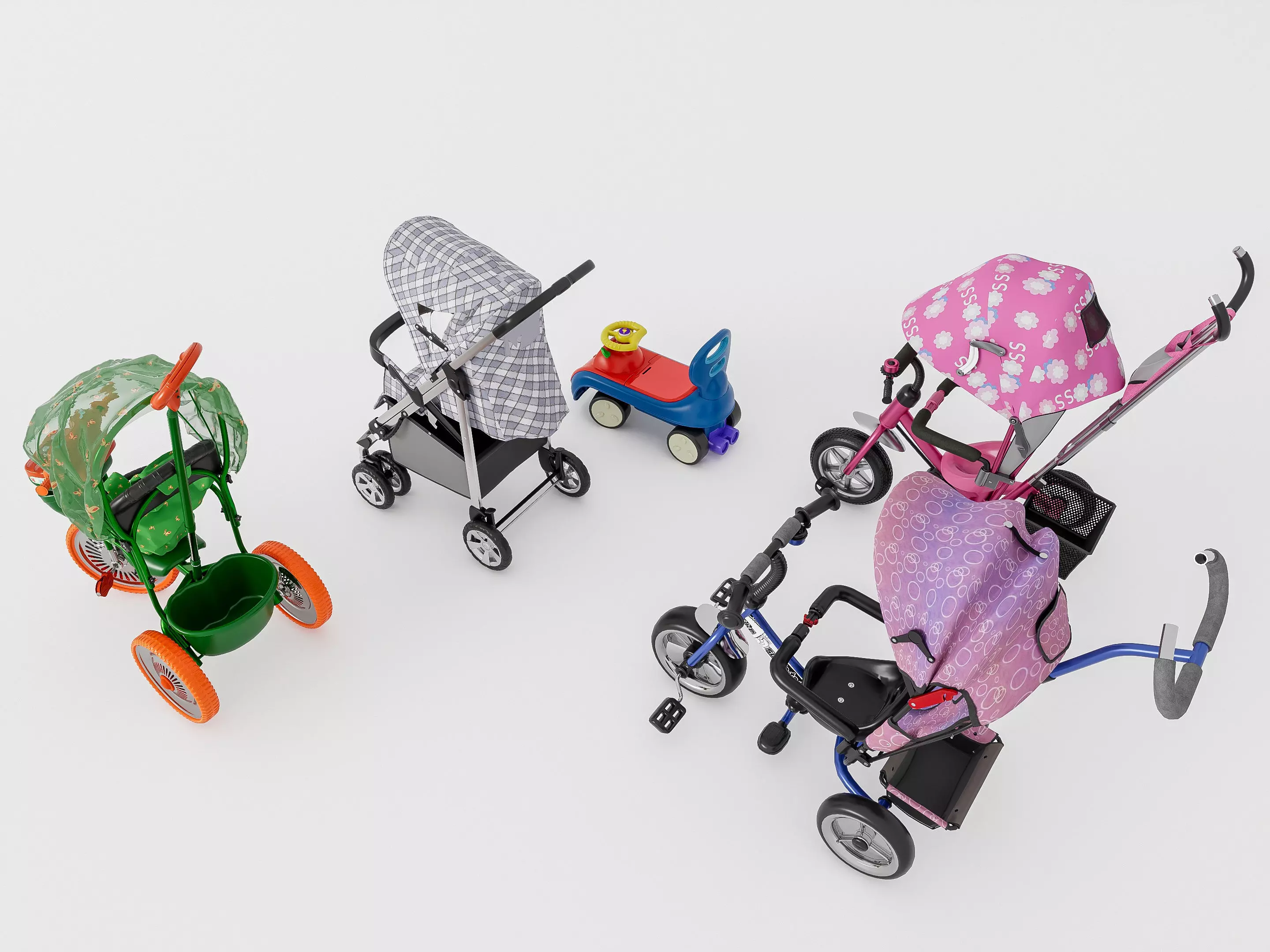 Modern baby stroller 3D model_3