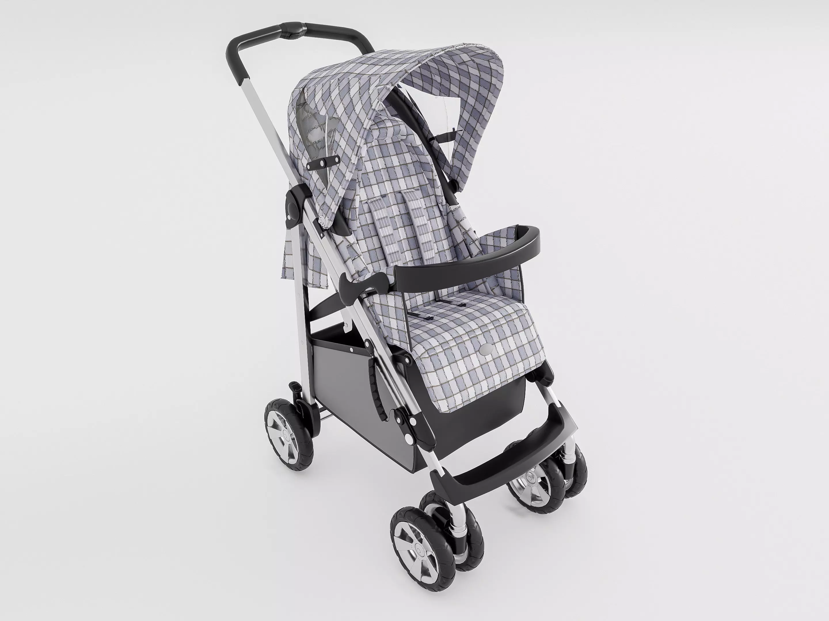 Modern baby stroller 3D model_9
