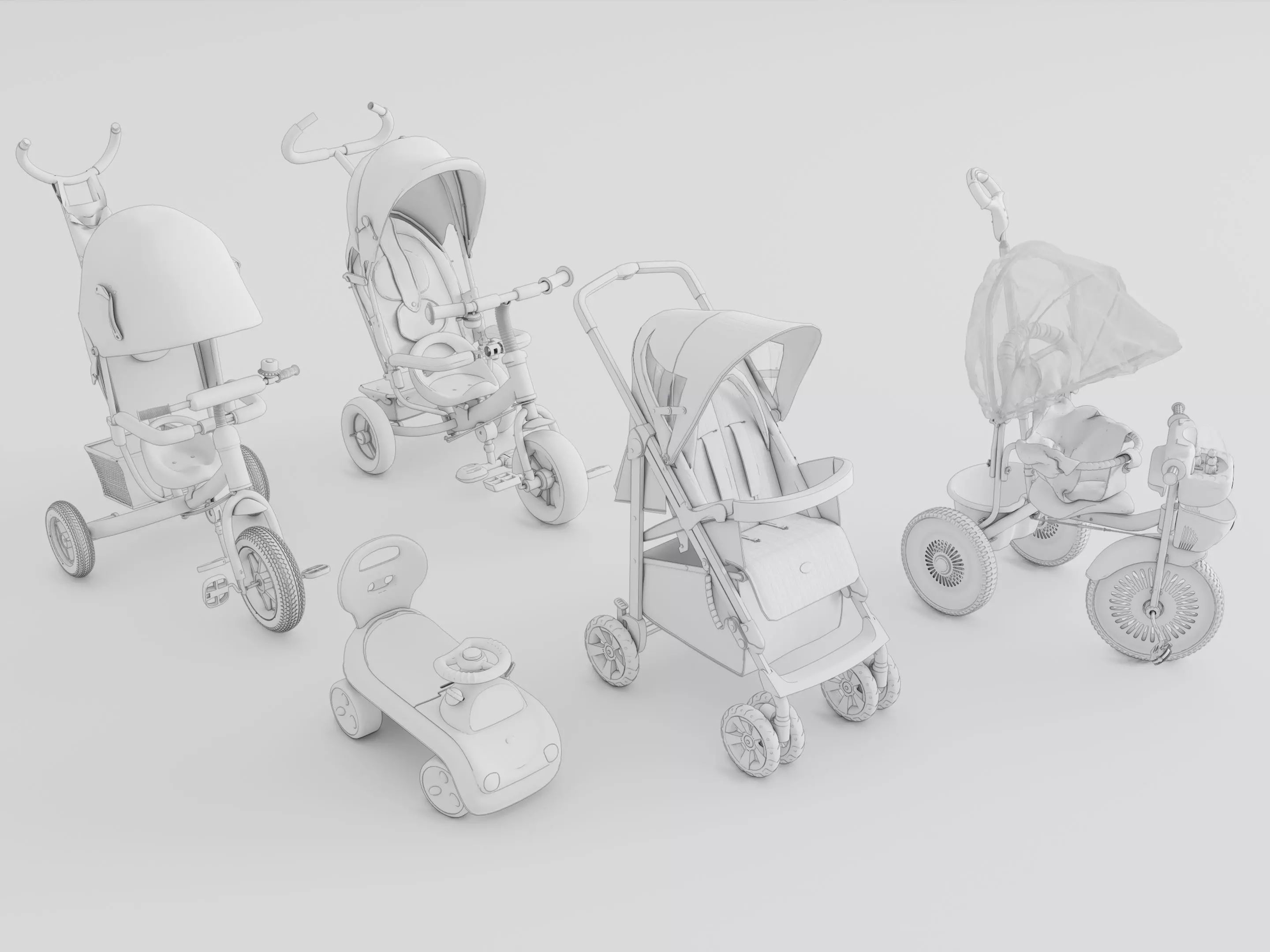 Modern baby stroller 3D model_19