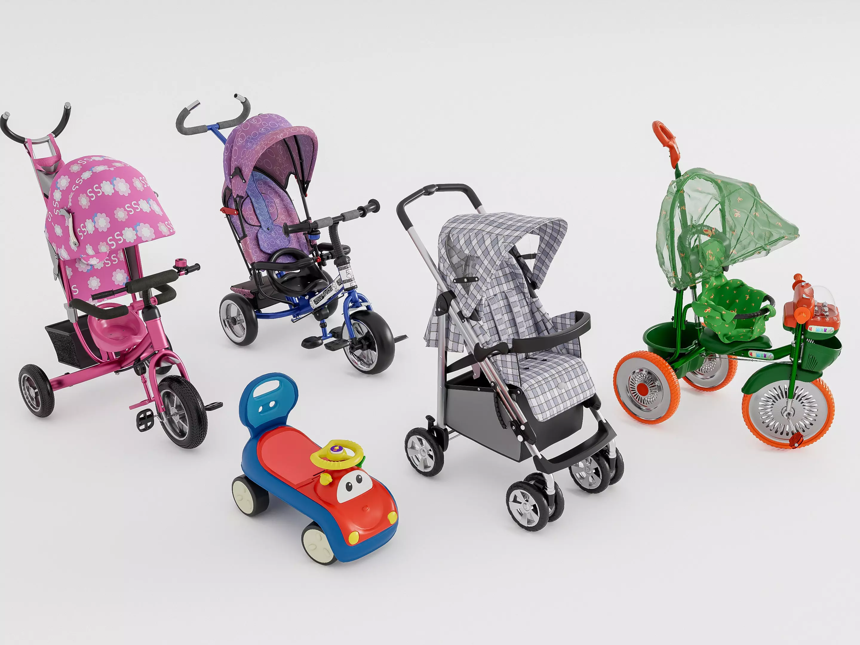 Modern baby stroller 3D model_1