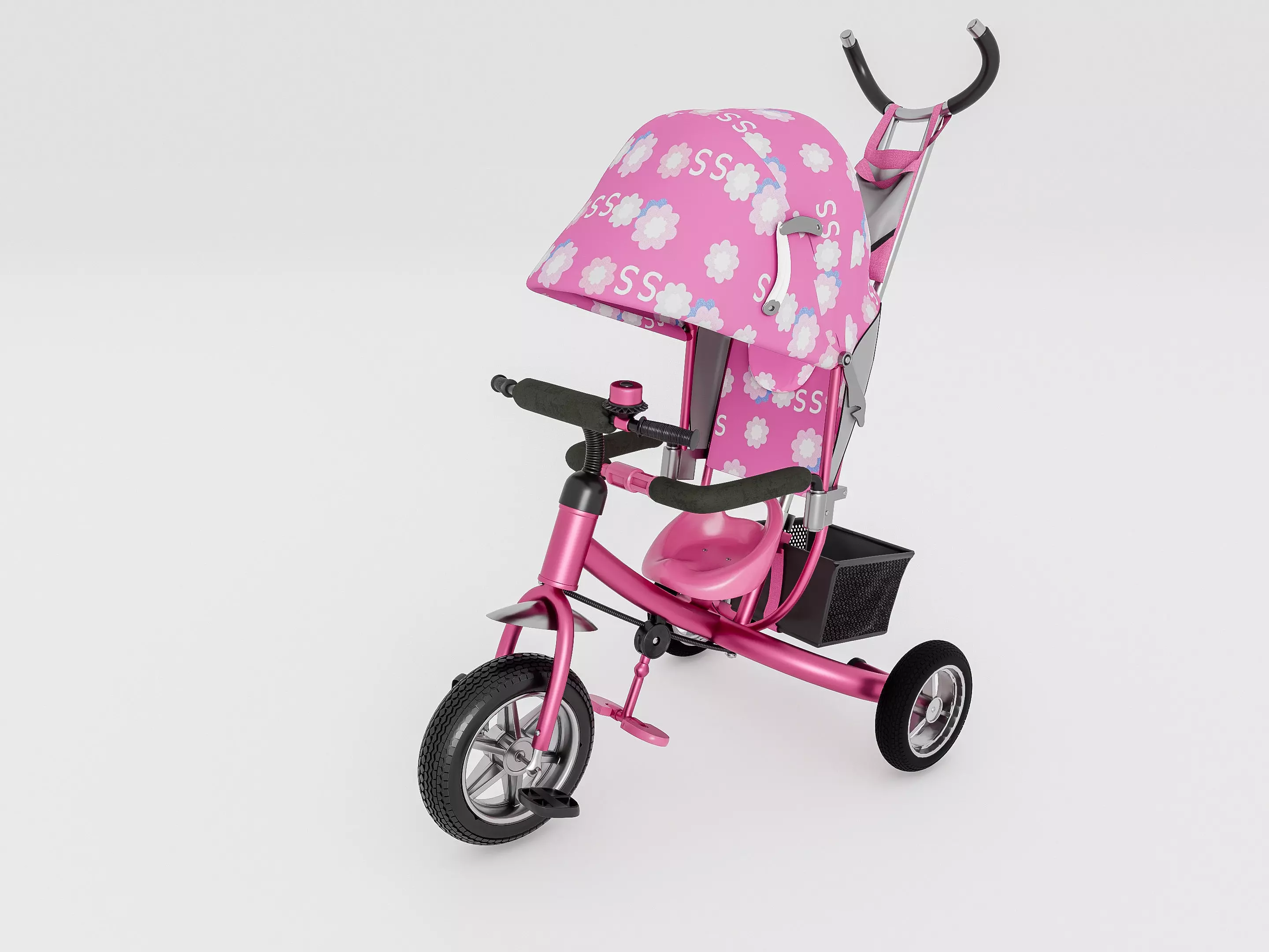 Modern baby stroller 3D model_17