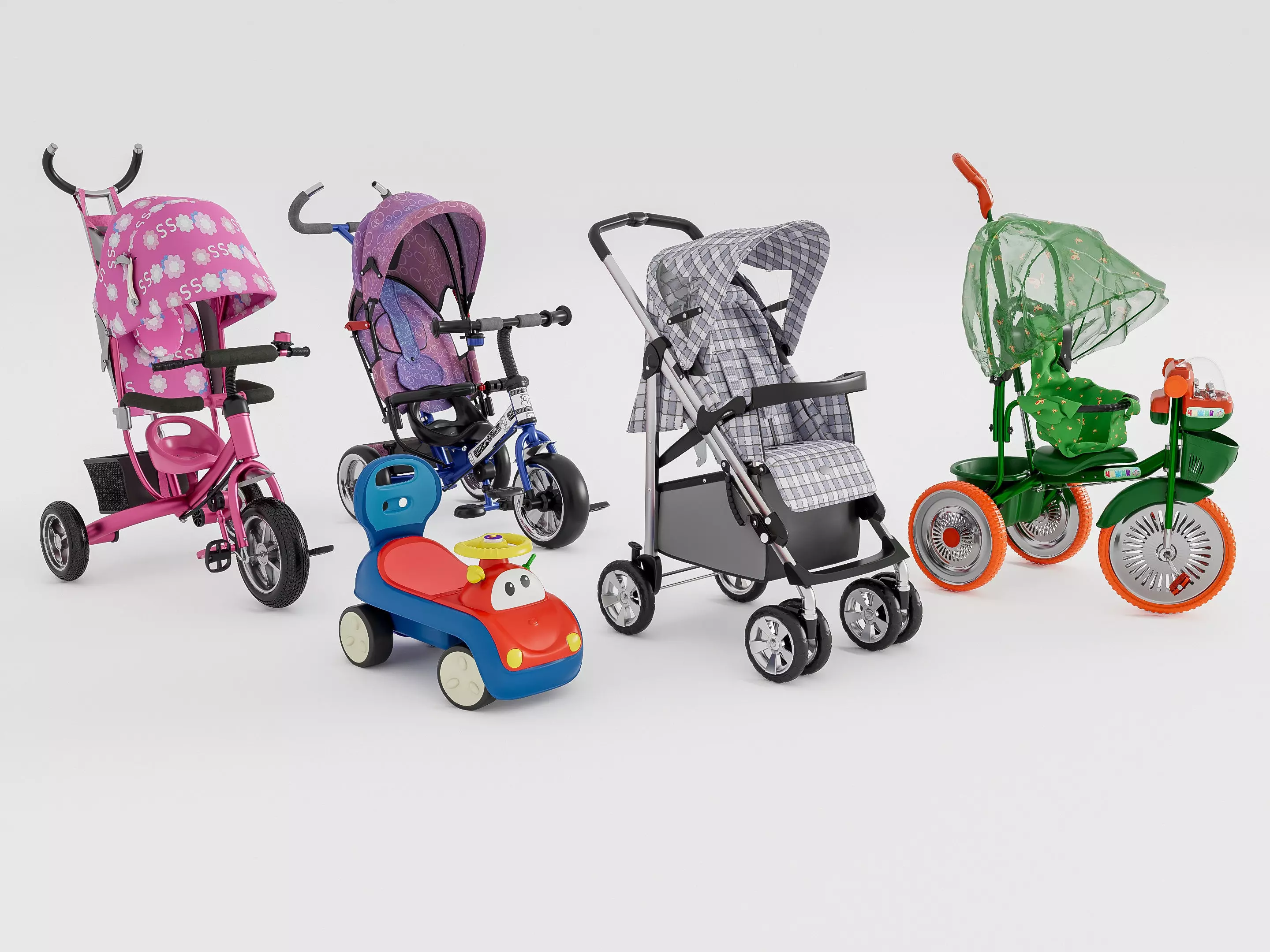 Modern baby stroller 3D model_2
