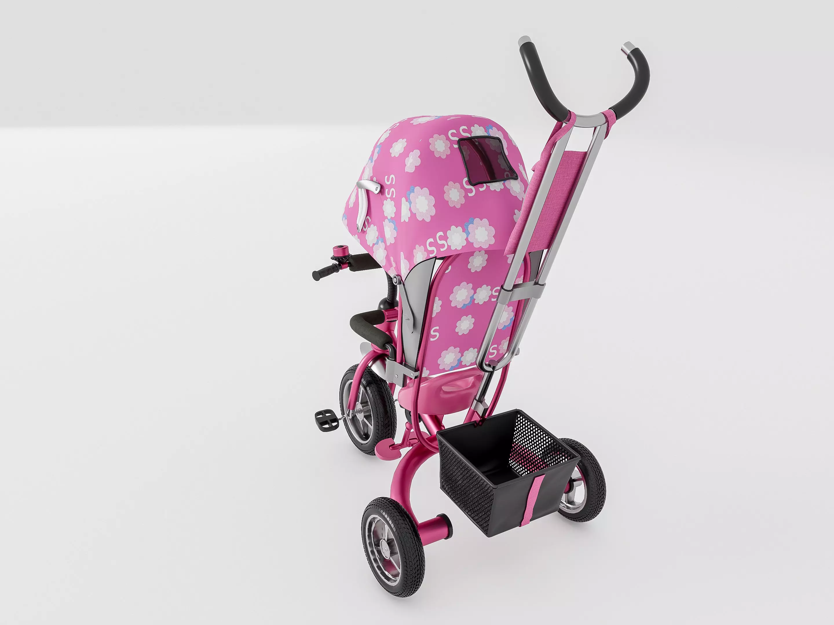 Modern baby stroller 3D model_16