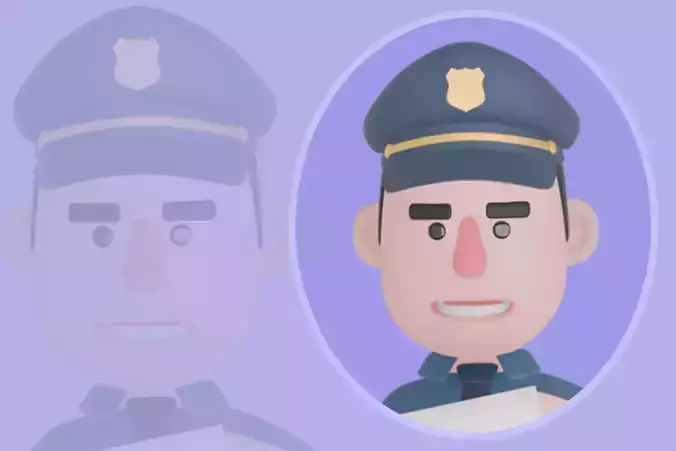 Stylized 3D Male Police Character - Cartoon Officer Model