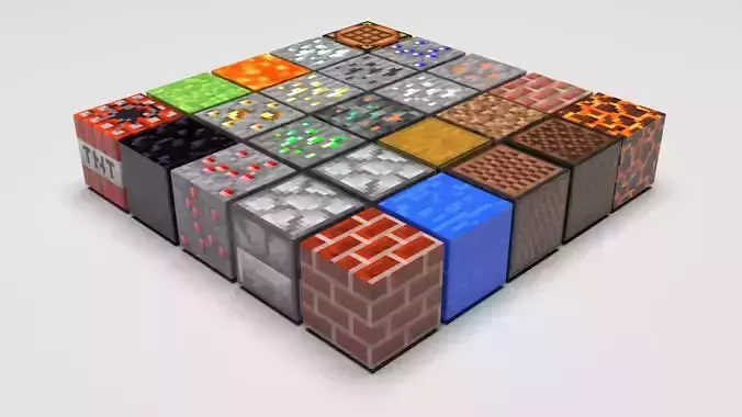 Minecraft Magnetic Blocks Set 3D print model
