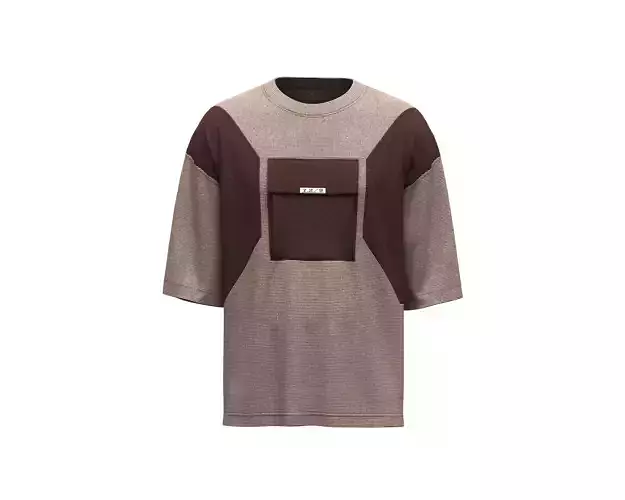 Mens t-shirt with cut and sew color block and pocket
