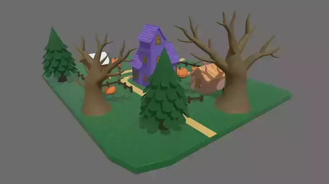 Halloween Scenary 01 Low-poly 3D model 4