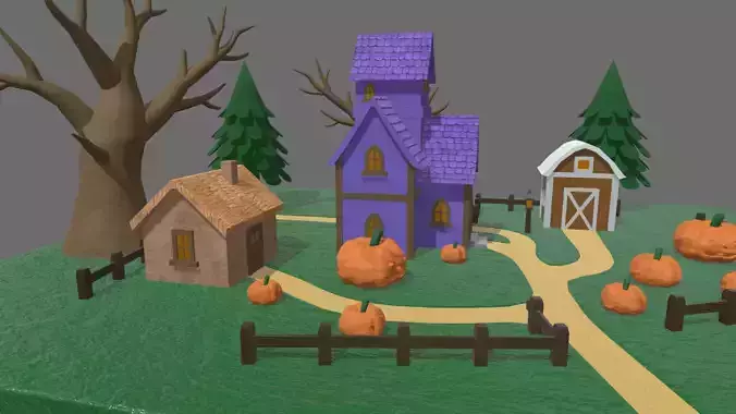 Halloween Scenary 01 Low-poly 3D model 5