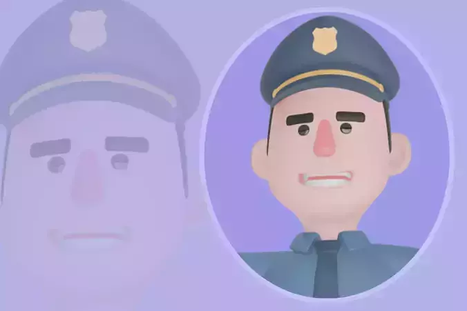 Stylized 3D Male Police Character - Teaching Cartoon Cop