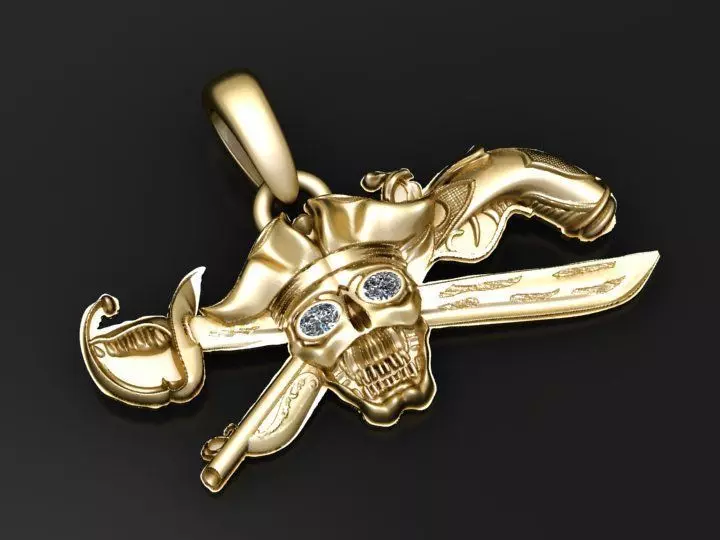 Pirate Skull Charm 3D print model_1