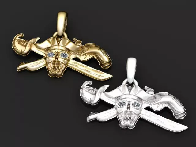 Pirate Skull Charm 3D print model_0
