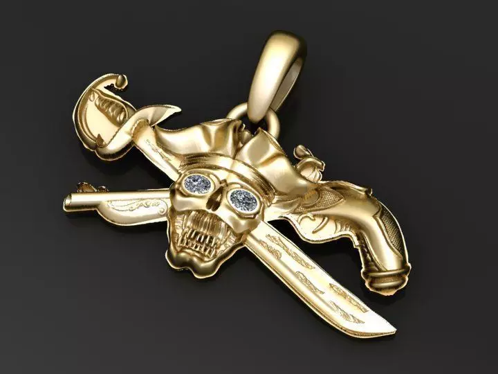 Pirate Skull Charm 3D print model_2