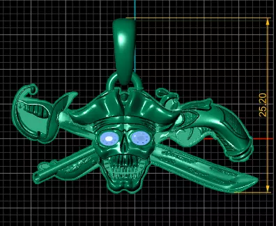 Pirate Skull Charm 3D print model_3