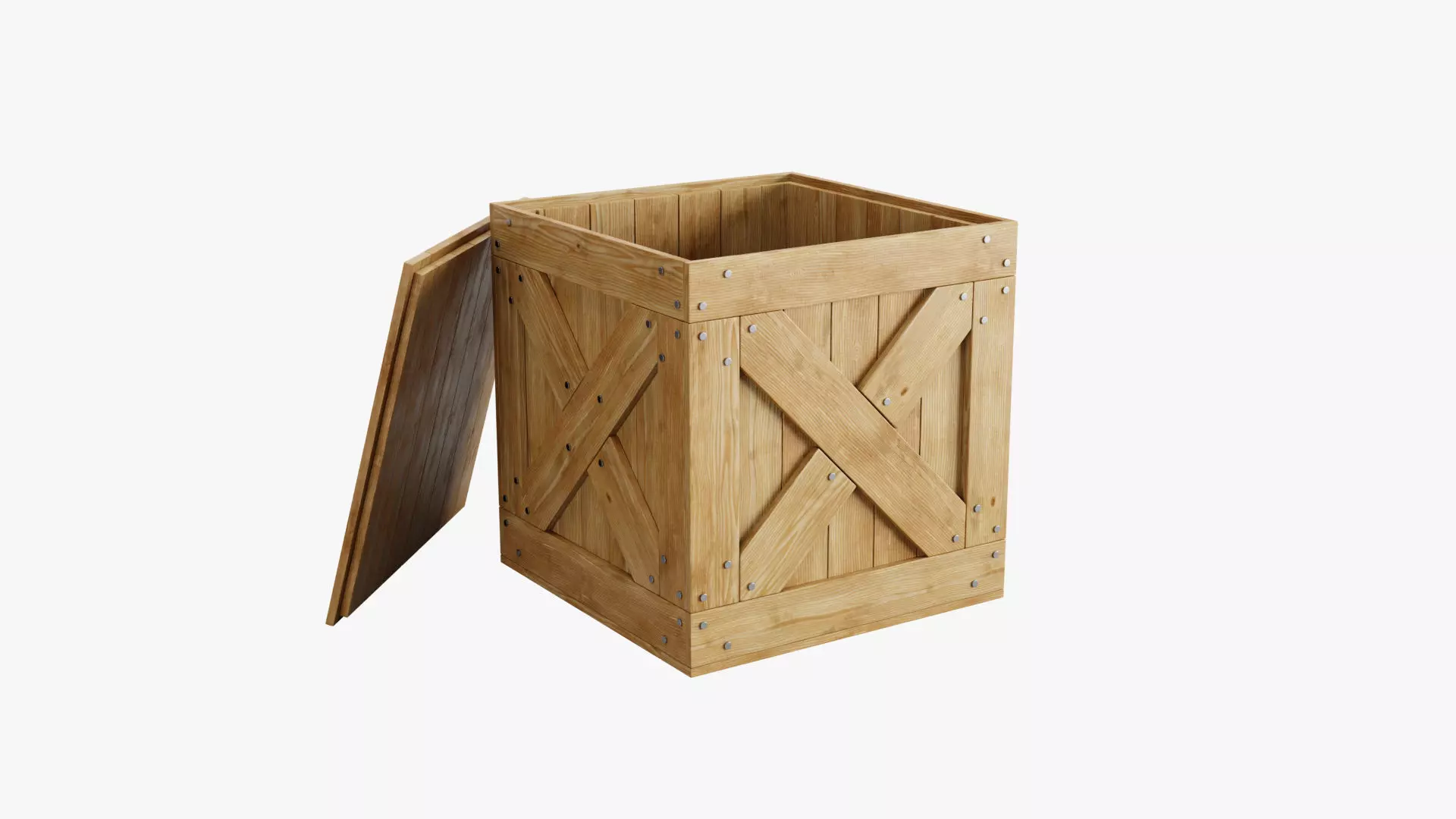 Wooden Box with Lid 3D model
