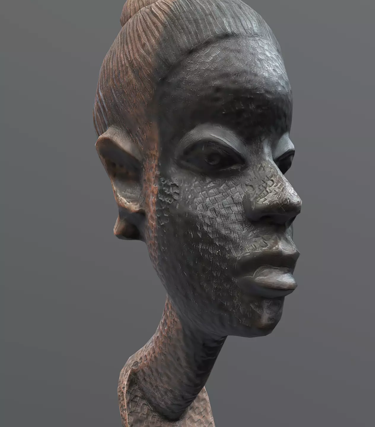 Stylized Female Bust II Low-poly 3D model_4