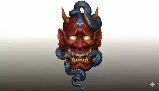 Hannya Hebi mask Print 3D print model