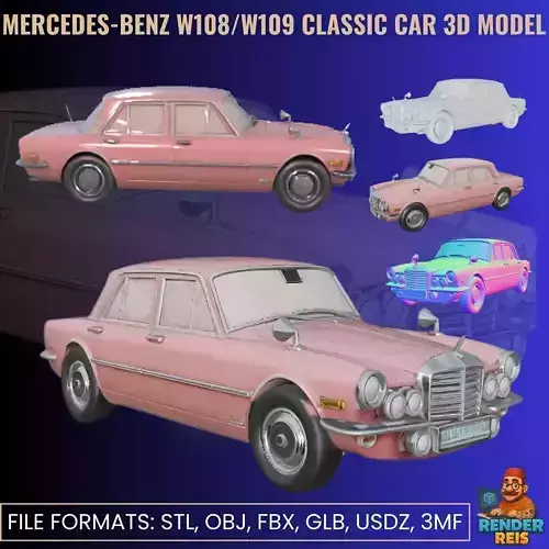 M Benz W108 W109 Classic Car 3D Model