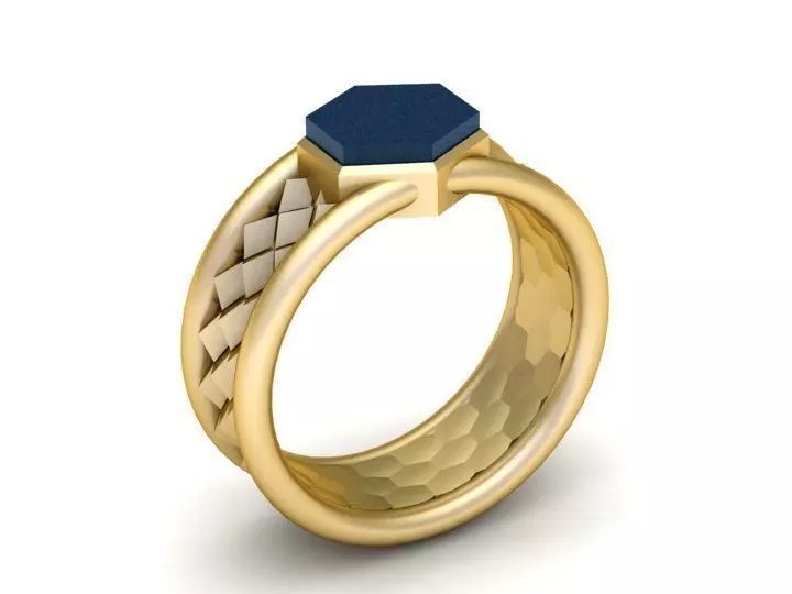 Geometric Hex Ring 3D print model