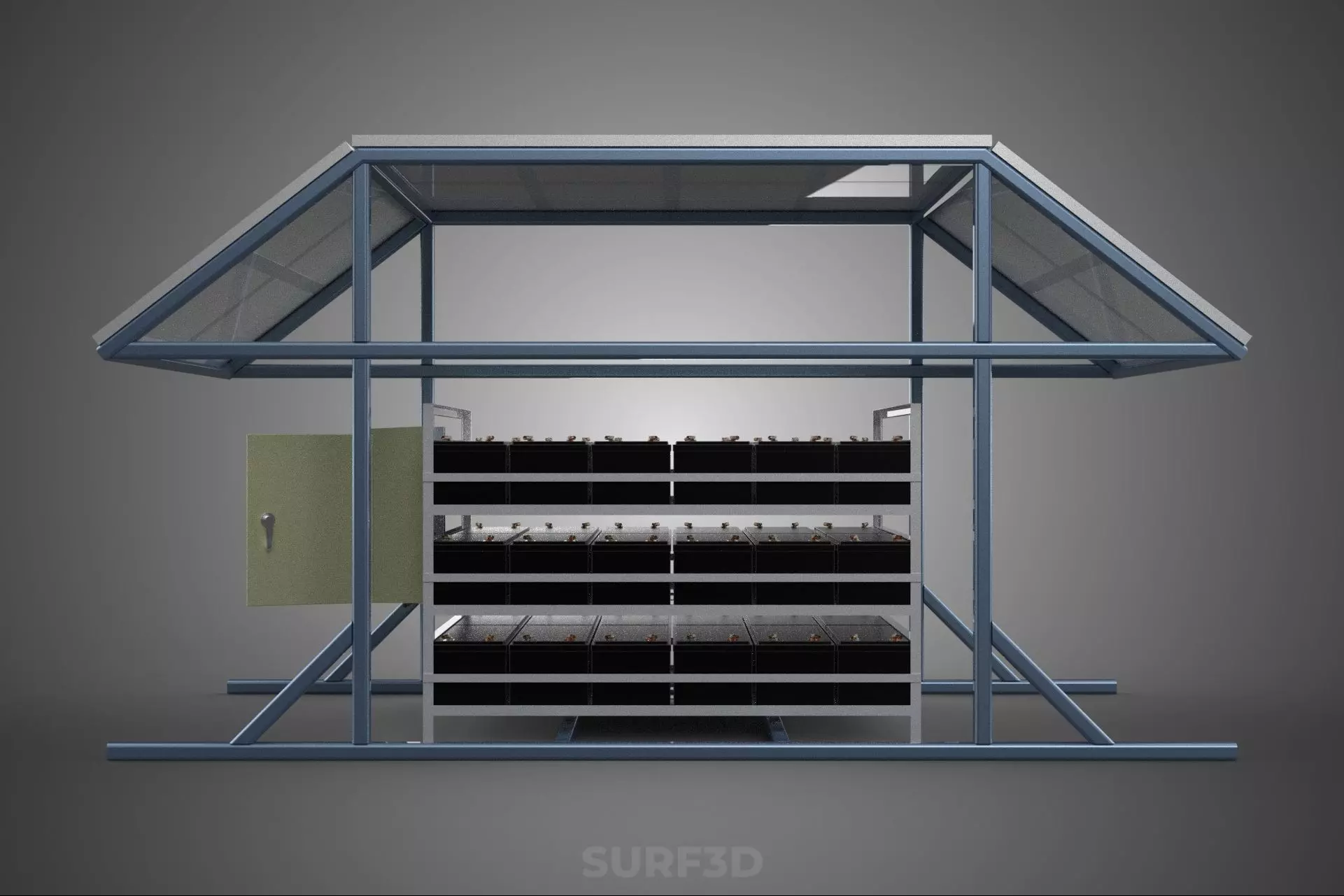 ENERGY POWER STATION SOLAR PANEL PV ARRAY RACK BATTERY BANK PACK 3D model_38